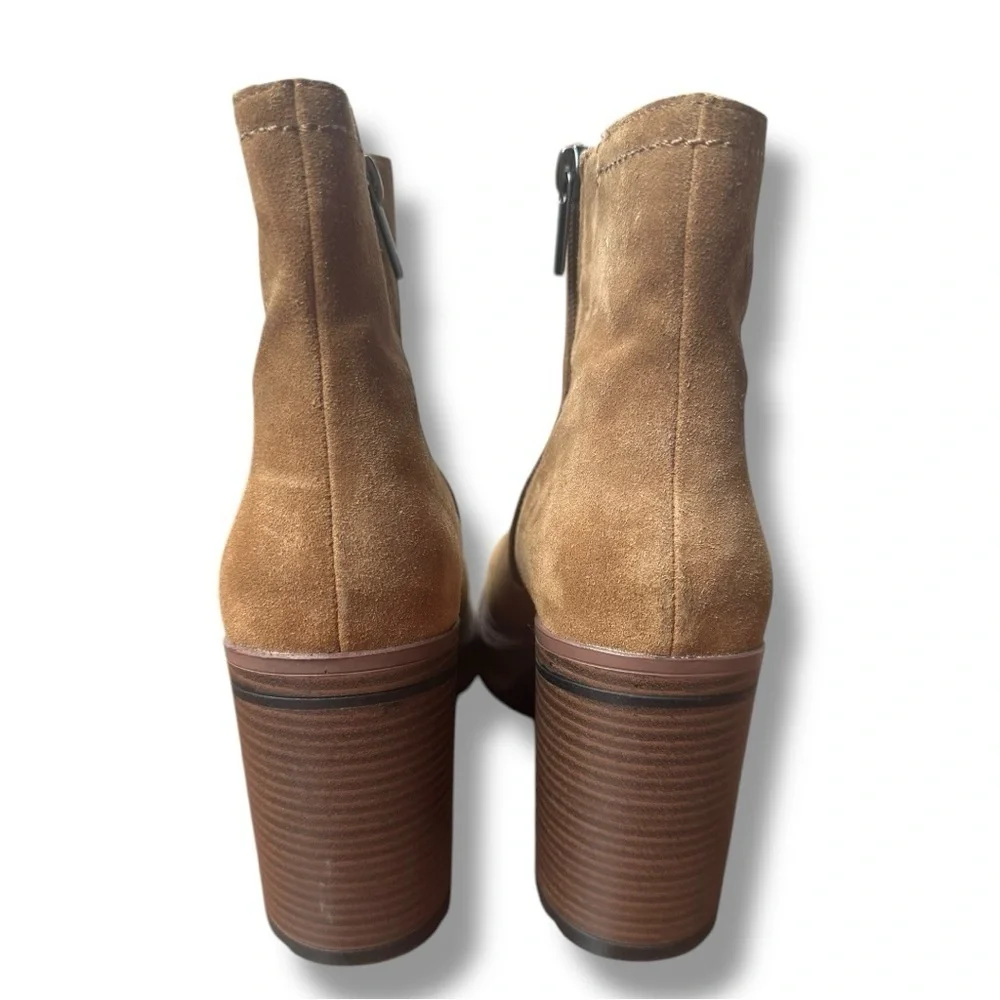 Steve Madden Sloanne Suede Leather Platform Ankle Boots in Cognac | Size 9.5